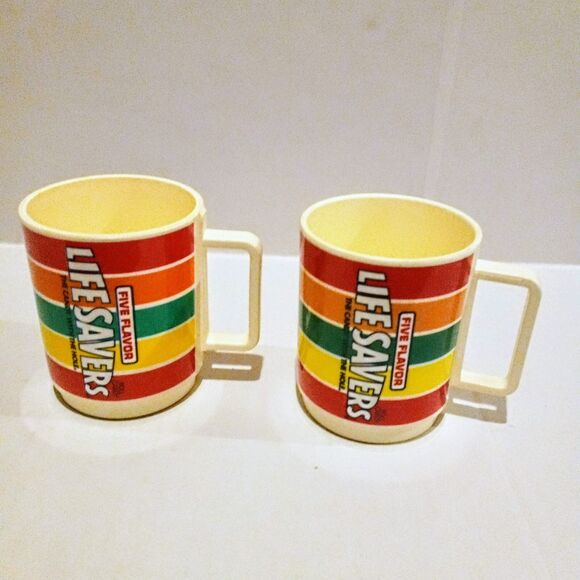 Vintage Deka Life Savers Plastic Mug Cup-Lot Of 2-1981-USA Made-10 oz-No Lids - Picture 4 of 8